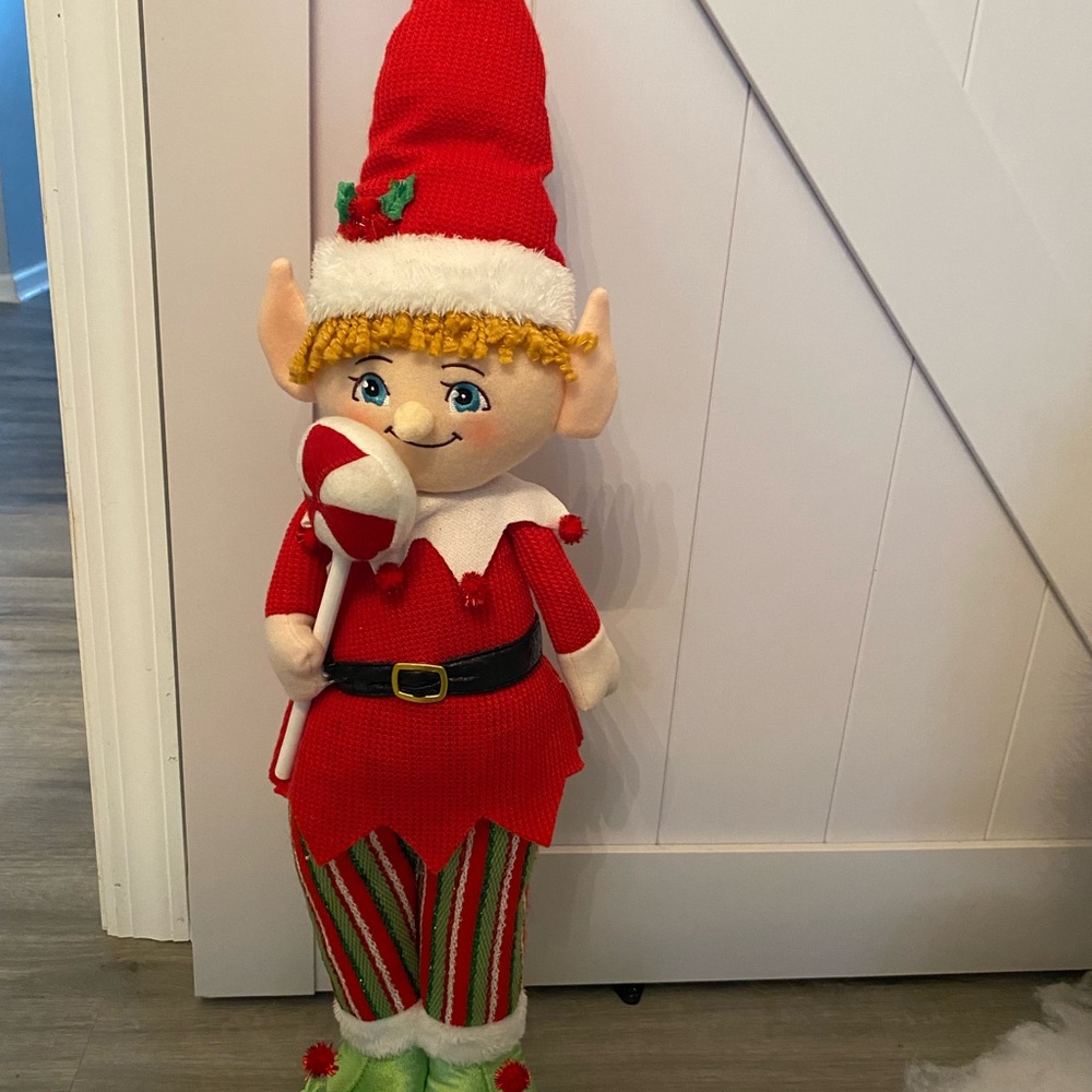 Festive Elf Holiday Decoration in Red and Green